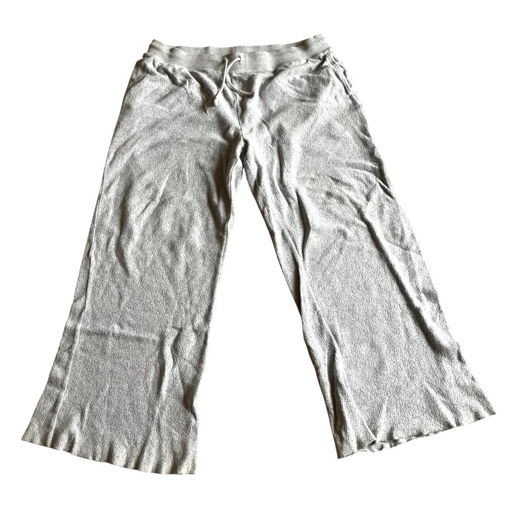 Aerie Cozy Fleece Wide Leg Lounge Pants Gray Drawstring Waist Women’s XL